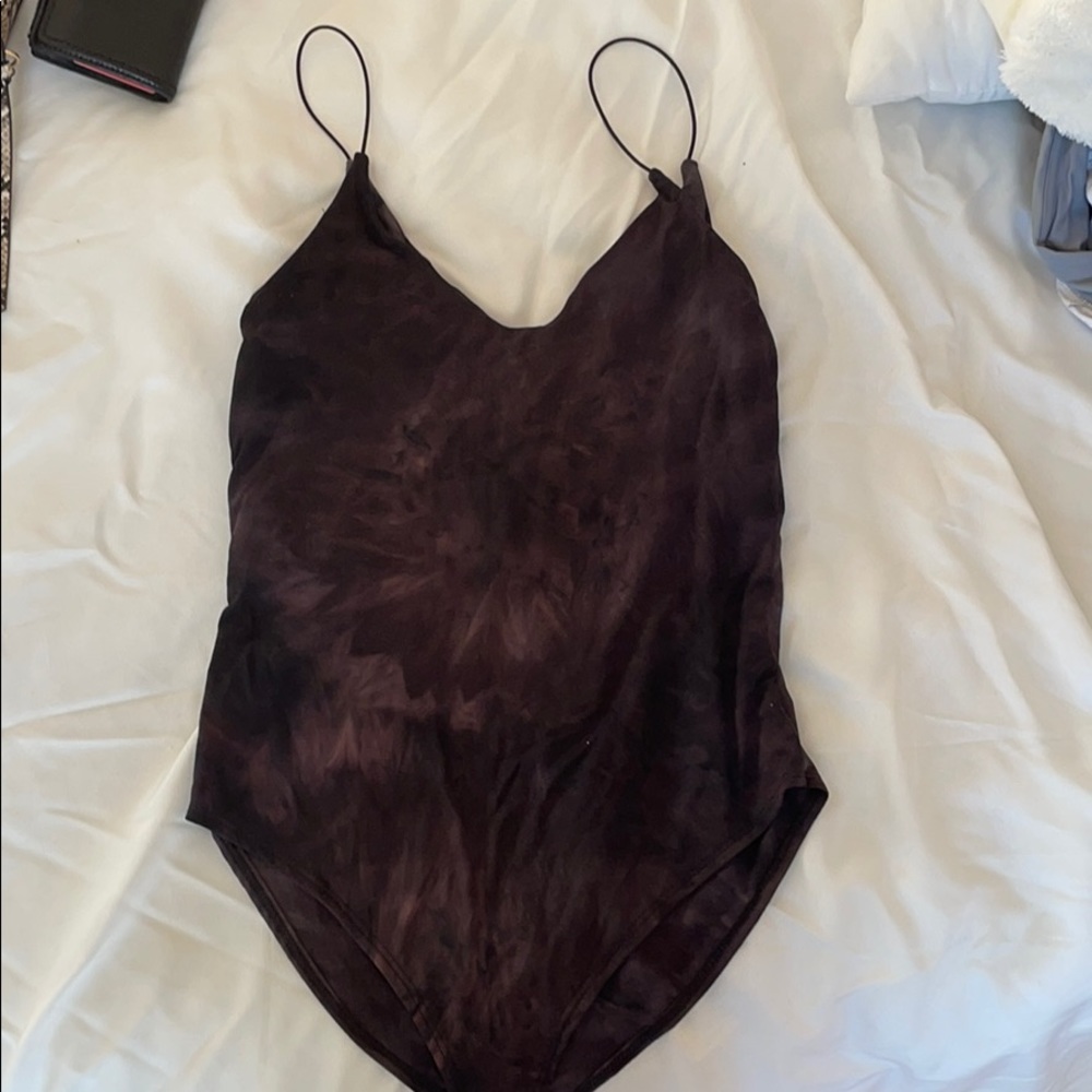 Purple and black tie dye bodysuit